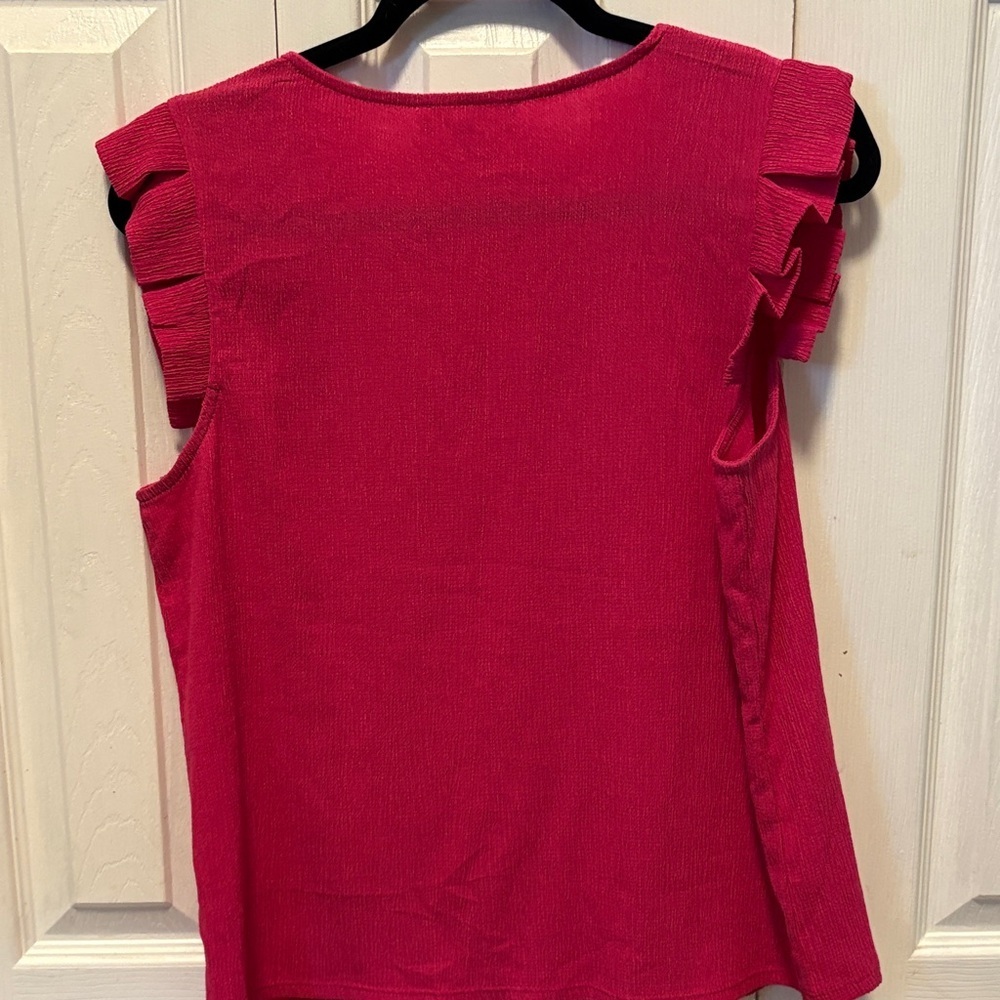 Fuchsia Ruffled Sleeve Tank Top - Picture 3 of 5